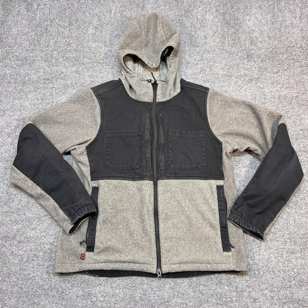 Dovetail Workwear Jacket Womens Medium Gray Fleece Hooded Zip Pockets Workwear
